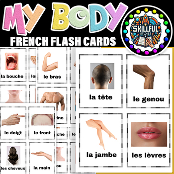 Preview of French Body Parts 28 Flash Cards |Les Parties du corps | Cartes de vocabulaire