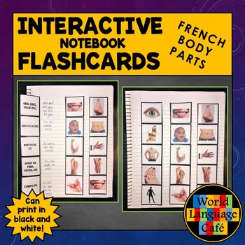 Preview of French Body Parts Flashcards Interactive Notebook Les Parties du corps