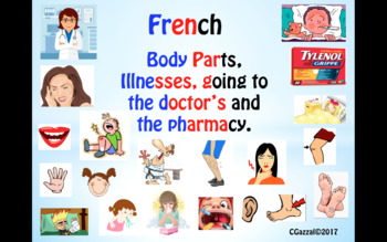 Preview of French – Body Parts, Illnesses, Chez le médecin and À la pharmacie.