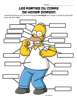 Preview of French Body Parts - Label Homer