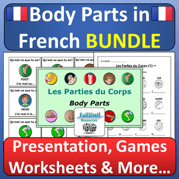 Preview of French Body Parts Les Parties du Corps Unit Activities in French BUNDLE FSL