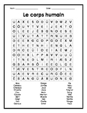French Body Parts Word Search Puzzle - Mots cachés sur le 
