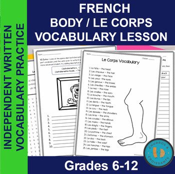 Preview of French Body/le Corps Vocabulary Activities/Practice/Emergency Sub Lesson!