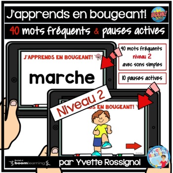 Preview of French Sight Words with Brain Breaks Boom Cards | Mots fréquents niveau 2