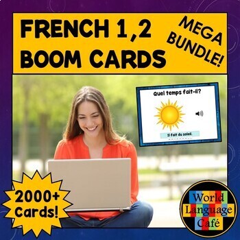 Preview of FRENCH BOOM CARDS MEGA BUNDLE ⭐ French 1 2 Boom Cards ⭐ French Task Cards