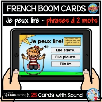 Preview of French Boom Cards | Je peux lire | Phrases à 2 mots