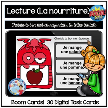 Preview of French Distance learning with Boom Card | Compréhension de lecture LA NOURRITURE