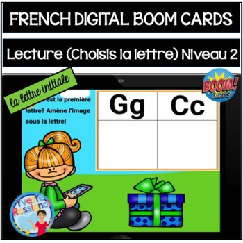 Preview of French Distance learning with Boom Cards | Choisis la lettre Niveau 2 lecture