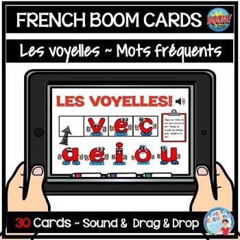 Preview of Distance Learning French Boom Cards | Mots fréquents | Les voyelles