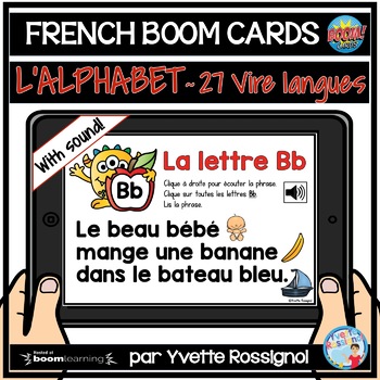 Preview of French Boom Cards for Distance Learning | L'ALPHABET avec VIRELANGUES amusants