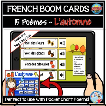 Preview of FRENCH FALL Poems Boom Cards | Poèmes digitales Boom pour L'AUTOMNE