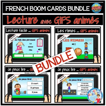 Preview of French Boom Cards with animated GIFS BUNDLE | La lecture et les rimes
