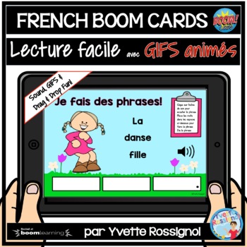 Preview of French Boom Cards with animated GIFS | Lecture facile avec images animées