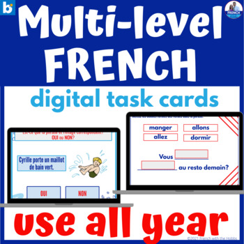 Preview of French Boom™ Digital Task Cards Multi Level MEGA BUNDLE beginner to advanced