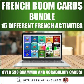 Preview of French Boom Cards - Verbs, Vocabulary, Grammar Activities BUNDLE