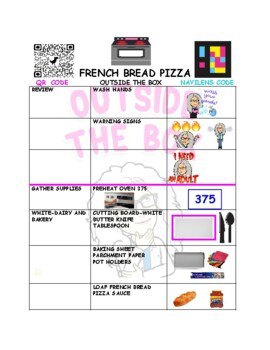 Preview of French Bread Pepperoni Pizza-Step by Step Procedure Card w QR access to  Video