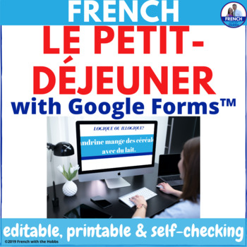 Preview of French Breakfast Foods & Utensils Printable & Google Forms™ le petit-déjeuner