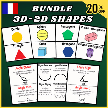 Preview of French Bundle 2D-3D Shapes Lines,Angles,Flashcards, Activitie, Names of Geometry