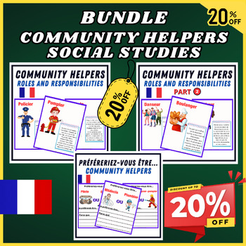 Preview of French Bundle Community Helpers Social Studies,Part 12 (Would You Rather )