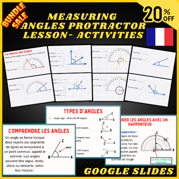 Preview of French Bundle Measuring Angles with a Protractor Lesson, Protractor Exercises