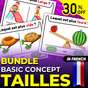 Preview of French Bundle (tailles) Sizes " Basic Concepts ", Printable Task Cards opposite