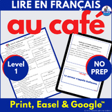 French Cafe & Restaurant Reading Comprehension Passage & Q