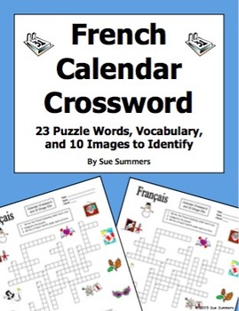 Preview of French Calendar Crossword, IDs, and Vocabulary - French Days, Months, Seasons