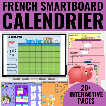 Preview of French Calendar Math Morning Meeting Interactive SMARTBoard Calendrier Français