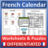 French Calendar Worksheets Dates Days of the Week Months L