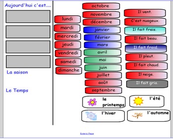 Preview of French calendar, season and weather warm-up (Smart Notebook)