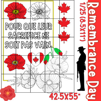 Preview of French Canadian Remembrance day collaborative poster Coloring Art project