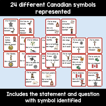 French Canadian Symbols-J'ai, Qui A? Les Symboles Canadiens Task Cards