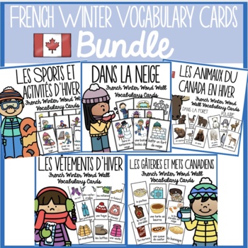 Preview of French Canadian Winter Vocabulary Cards | Word Wall
