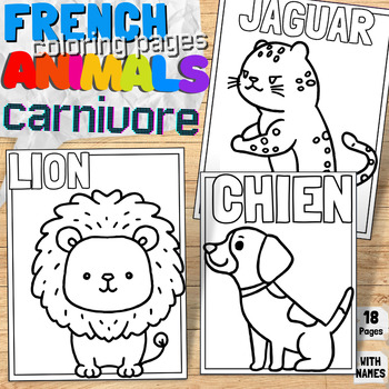 Preview of French Carnivore Animal Labels Printable Coloring Pages | Forest & Jungle Book