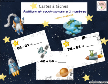 Preview of French: Cartes à tâches- Additions et soustractions