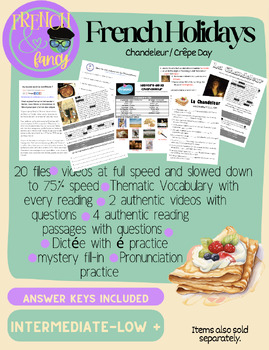 Preview of French Chandeleur Holiday Crêpe Day 20 file bundle for intermediate-mid+