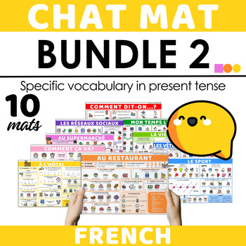 Preview of French Chat Mat Bundle 2 - Specific Topics & Vocabulary (Present Tense)