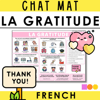 Preview of French Chat Mat - La Gratitude - Give Thanks - Thanksgiving - Appreciation - SEL
