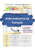 French Cheat Sheet - "mon aide-mémoire de français"