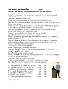 Preview of French Chores Reading: Nettoyer la Maison Lecture (tâches ménagères)