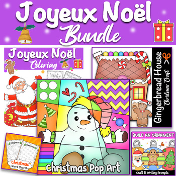 Preview of French Christmas Bundle - Gingerbread House Craft, Coloring, Ornaments, Writing