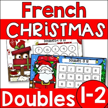 Preview of French Christmas Doubles and Doubles Plus 1, Bump Games for Grades 1 and 2