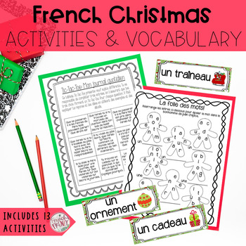 Preview of French Christmas Package and Vocabulary (Activités de Noël et vocabulaire)