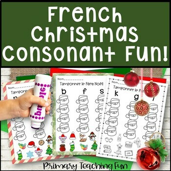 Preview of French Christmas Phonics, No-Prep Initial Consonant Game-Like Worksheets