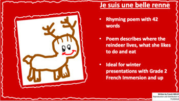 Preview of French Christmas Poem- Je suis une renne - Poème de Noël -Inclass/Online Use