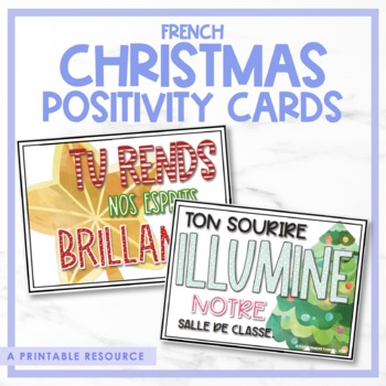 Preview of French Christmas Positivity Note Cards