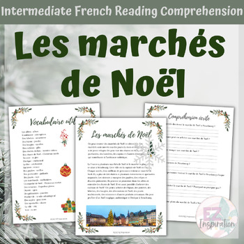 Preview of French Christmas Story for Intermediate Students | Les marchés de Noël