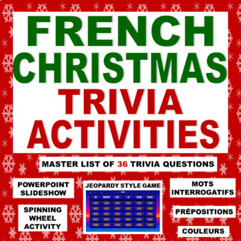French Christmas Trivia Questions Jeopardy Style Game Activites Pour Noel