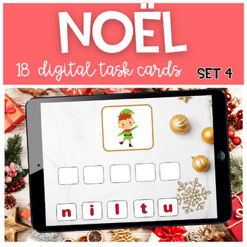 Preview of French Christmas Vocabulary BOOM CARDS | Writing Activities NOEL SET 4