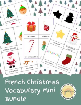 Preview of French Christmas Vocabulary Mini Bundle - 3-part Montessori and shadow cards